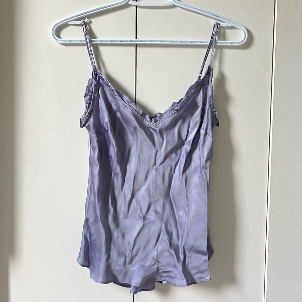 Aritzia Lavender Satin Lace-Trim Camisole